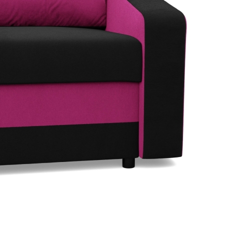 Sofa rozkładana, mikrofaza, AURELO, 148x87x90 cm, czarny, różowy