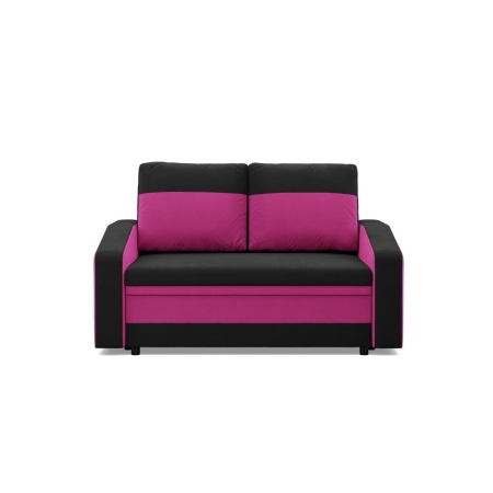 Sofa rozkładana, mikrofaza, AURELO, 148x87x90 cm, czarny, różowy