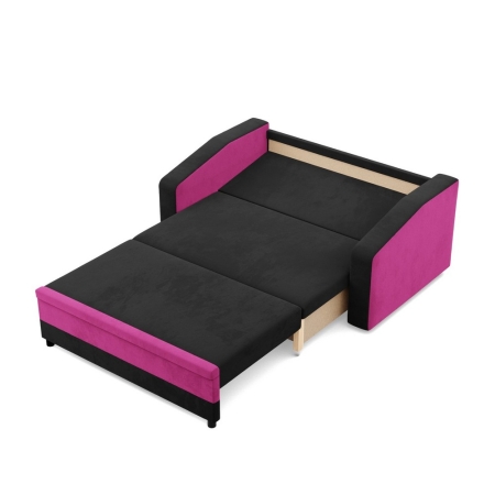 Sofa rozkładana, mikrofaza, AURELO, 148x87x90 cm, czarny, różowy