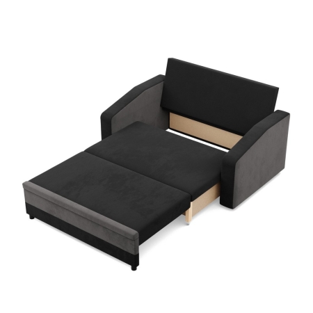 Sofa rozkładana, mikrofaza, AURELO, 148x87x90 cm, czarny, szary