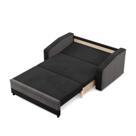 Sofa rozkładana, mikrofaza, AURELO, 148x87x90 cm, czarny, szary