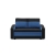 Sofa rozkładana, mikrofaza, AURELO, 148x87x90 cm, czarny, granatowy