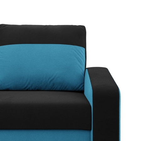 Sofa rozkładana, mikrofaza, AURELO, 148x87x90 cm, czarny, niebieski
