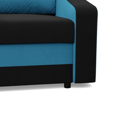 Sofa rozkładana, mikrofaza, AURELO, 148x87x90 cm, czarny, niebieski