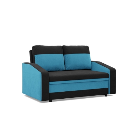 Sofa rozkładana, mikrofaza, AURELO, 148x87x90 cm, czarny, niebieski