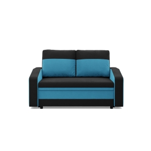 Sofa rozkładana, mikrofaza, AURELO, 148x87x90 cm, czarny, niebieski