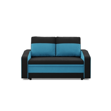 Sofa rozkładana, mikrofaza, AURELO, 148x87x90 cm, czarny, niebieski