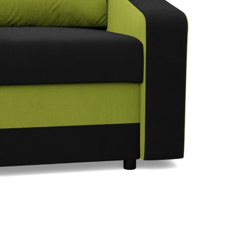 Sofa rozkładana, mikrofaza, AURELO, 148x87x90 cm, czarny, zielony