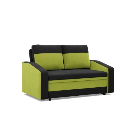 Sofa rozkładana, mikrofaza, AURELO, 148x87x90 cm, czarny, zielony