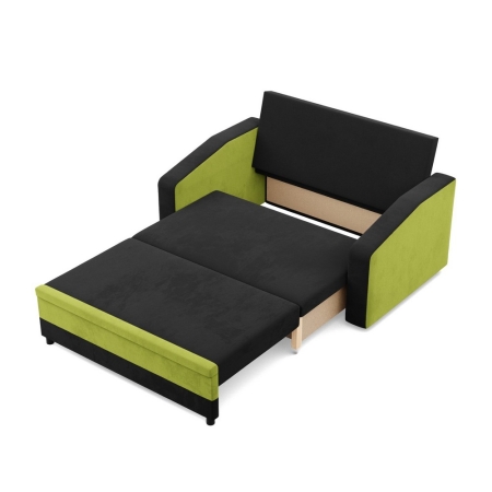 Sofa rozkładana, mikrofaza, AURELO, 148x87x90 cm, czarny, zielony