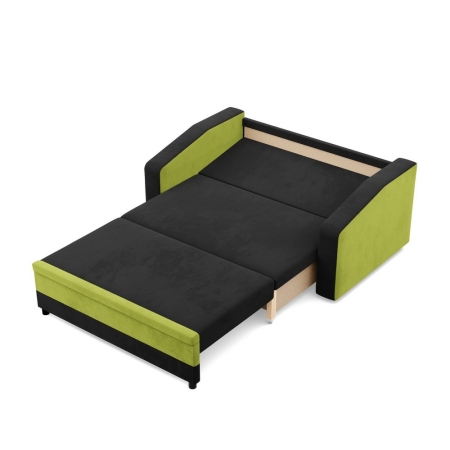 Sofa rozkładana, mikrofaza, AURELO, 148x87x90 cm, czarny, zielony