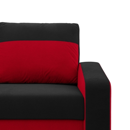 Sofa rozkładana, mikrofaza, AURELO, 148x87x90 cm, czarny, czerwony