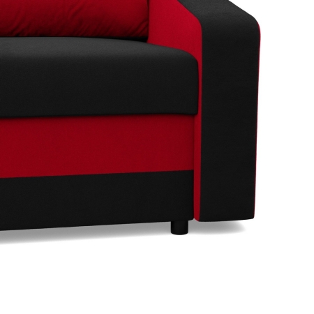 Sofa rozkładana, mikrofaza, AURELO, 148x87x90 cm, czarny, czerwony