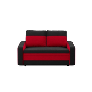 Sofa rozkładana, mikrofaza, AURELO, 148x87x90 cm, czarny, czerwony