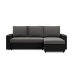 Narożnik uniwersalny, funkcja spania, CAPERO, ekoskóra, 231x140x92 cm, czarny, szary