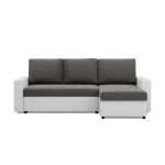 Narożnik uniwersalny, funkcja spania, CAPERO, ekoskóra, 231x140x92 cm, biały, szary