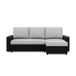 Narożnik uniwersalny, CAPERO, ekoskóra, plecionka, 231x140x92 cm, czarny, jasny szary