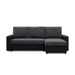 Narożnik uniwersalny, CAPERO, ekoskóra, plecionka, 231x140x92 cm, czarny, ciemny szary