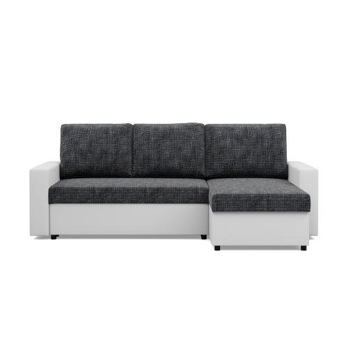 Przejdź do produktu Narożnik uniwersalny, CAPERO, ekoskóra, plecionka, 231x140x92 cm, biały, ciemny szary