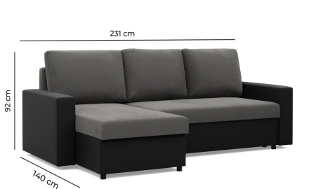 Narożnik uniwersalny, CAPERO, ekoskóra, plecionka, 231x140x92 cm, brąz