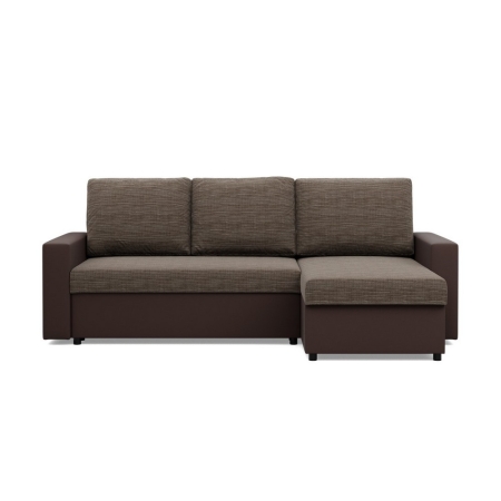 Narożnik uniwersalny, CAPERO, ekoskóra, plecionka, 231x140x92 cm, brąz