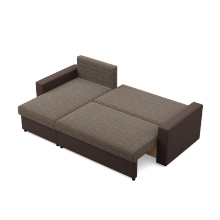 Narożnik uniwersalny, CAPERO, ekoskóra, plecionka, 231x140x92 cm, brąz