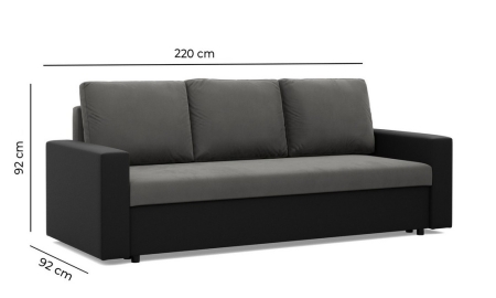 Nowoczesna kanapa, CAPERO, ekoskóra, 220x92x92 cm, czarny, szary