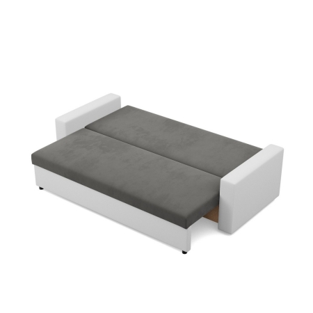 Nowoczesna kanapa, CAPERO, ekoskóra, 220x92x92 cm, biały, szary