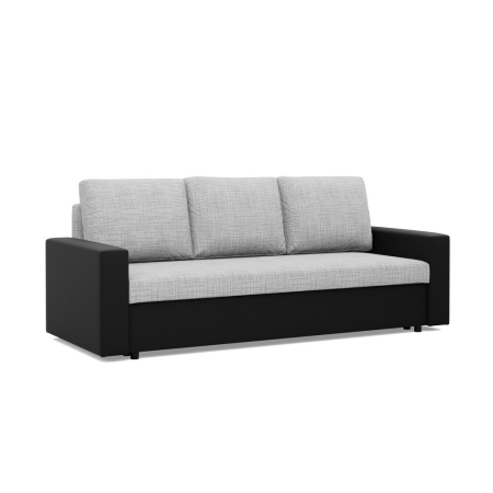 Nowoczesna kanapa, CAPERO, ekoskóra, plecionka, 220x92x92 cm, czarny, jasny szary