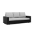Nowoczesna kanapa, CAPERO, ekoskóra, plecionka, 220x92x92 cm, czarny, jasny szary