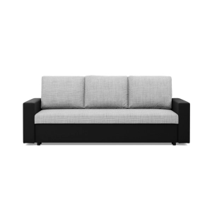 Nowoczesna kanapa, CAPERO, ekoskóra, plecionka, 220x92x92 cm, czarny, jasny szary