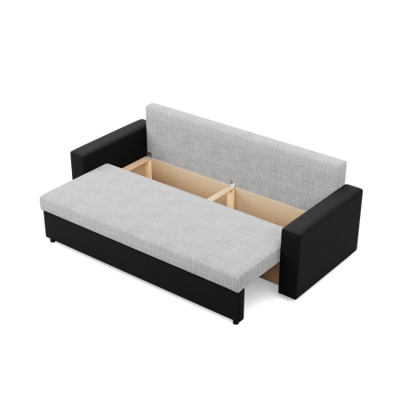 Nowoczesna kanapa, CAPERO, ekoskóra, plecionka, 220x92x92 cm, czarny, jasny szary