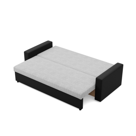 Nowoczesna kanapa, CAPERO, ekoskóra, plecionka, 220x92x92 cm, czarny, jasny szary