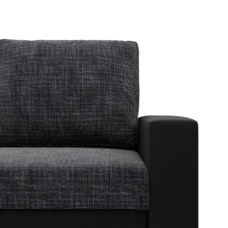 Nowoczesna kanapa, CAPERO, ekoskóra, plecionka, 220x92x92 cm, czarny, ciemny szary