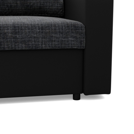 Nowoczesna kanapa, CAPERO, ekoskóra, plecionka, 220x92x92 cm, czarny, ciemny szary