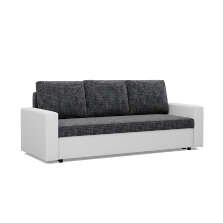 Nowoczesna kanapa, CAPERO, ekoskóra, plecionka, 220x92x92 cm, biały, ciemny szary
