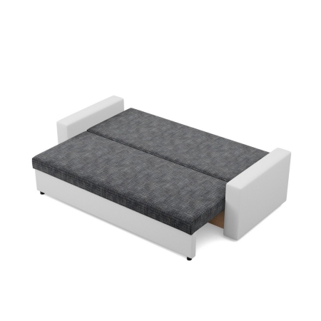 Nowoczesna kanapa, CAPERO, ekoskóra, plecionka, 220x92x92 cm, biały, ciemny szary