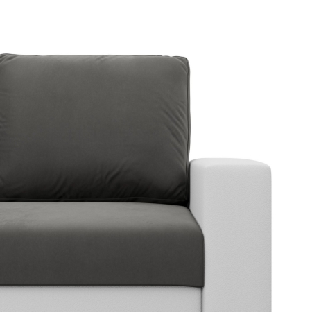 Rozkładana sofa, CAPERO, ekoskóra, 148x87x90 cm, biały, szary