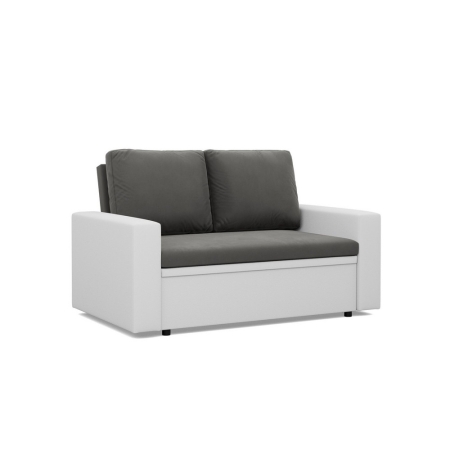 Rozkładana sofa, CAPERO, ekoskóra, 148x87x90 cm, biały, szary