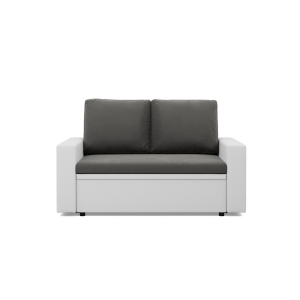 Rozkładana sofa, CAPERO, ekoskóra, 148x87x90 cm, biały, szary
