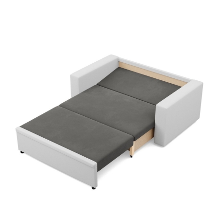 Rozkładana sofa, CAPERO, ekoskóra, 148x87x90 cm, biały, szary