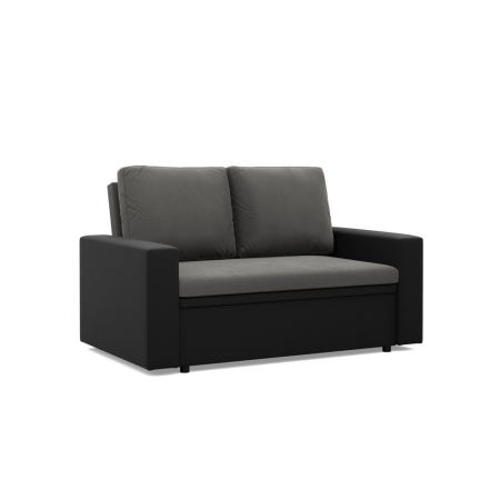 Rozkładana sofa, CAPERO, ekoskóra, 148x87x90 cm, czarny, szary