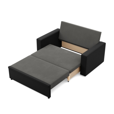 Rozkładana sofa, CAPERO, ekoskóra, 148x87x90 cm, czarny, szary