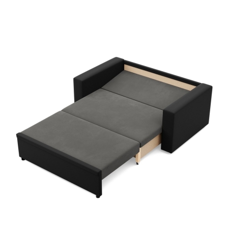 Rozkładana sofa, CAPERO, ekoskóra, 148x87x90 cm, czarny, szary