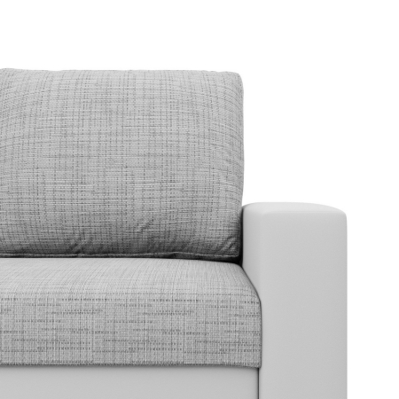 Rozkładana sofa, CAPERO, ekoskóra, plecionka, 148x87x90 cm, biały, jasny szary