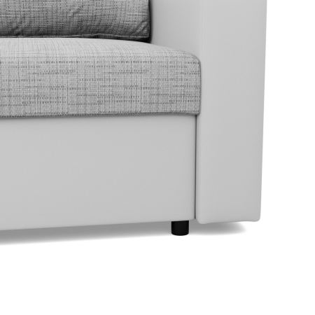 Rozkładana sofa, CAPERO, ekoskóra, plecionka, 148x87x90 cm, biały, jasny szary