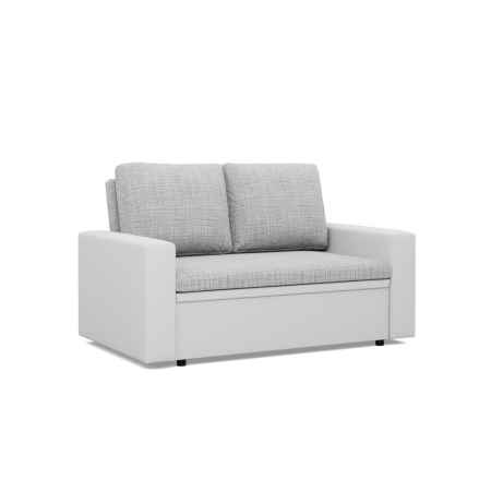 Rozkładana sofa, CAPERO, ekoskóra, plecionka, 148x87x90 cm, biały, jasny szary