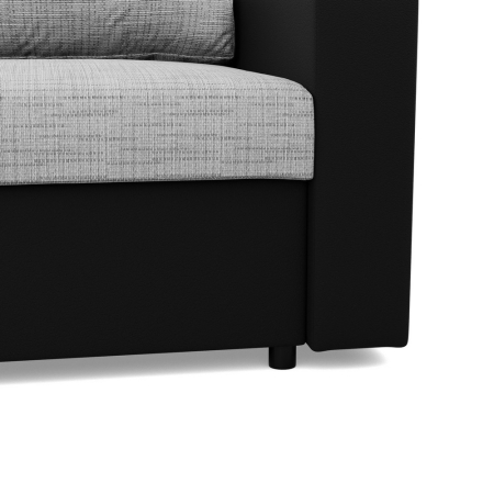 Rozkładana sofa, CAPERO, ekoskóra, plecionka, 148x87x90 cm, czarny, jasny szary