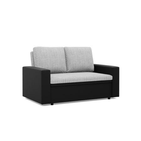 Rozkładana sofa, CAPERO, ekoskóra, plecionka, 148x87x90 cm, czarny, jasny szary