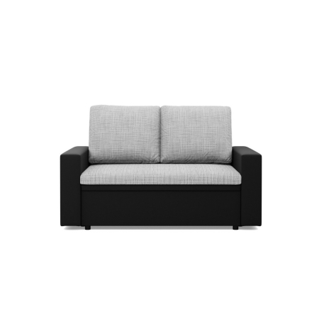 Rozkładana sofa, CAPERO, ekoskóra, plecionka, 148x87x90 cm, czarny, jasny szary